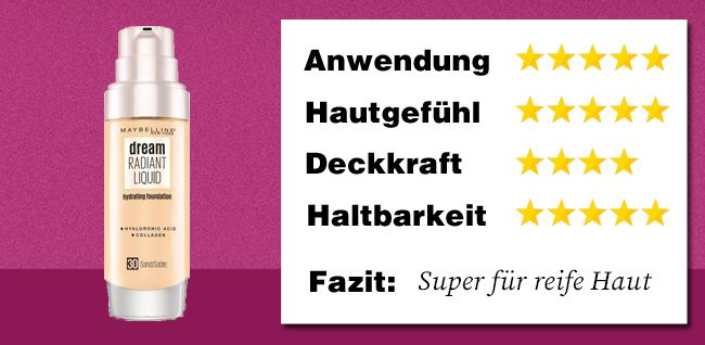 Die Dream Radiant Liquid Foundation empfehlen wir für trockene oder reife Haut. Die Dream Radiant Liquid Foundation empfehlen wir für trockene oder reife Haut.