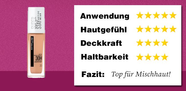 Ein super Make-up für Mischhaut ist die Super Stay Active Wear Grundierung. Ein super Make-up für Mischhaut ist die Super Stay Active Wear Grundierung.