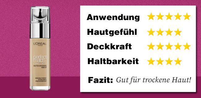 Das Perfect Match Make-up ist super für trockene Haut. Das Perfect Match Make-up ist super für trockene Haut.
