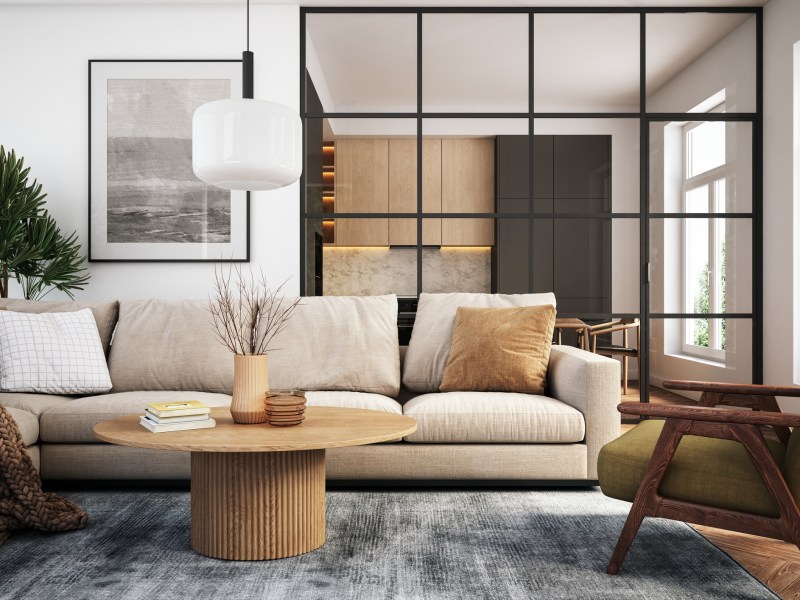 Modernes Wohnzimmer in Erdt&ouml;nen