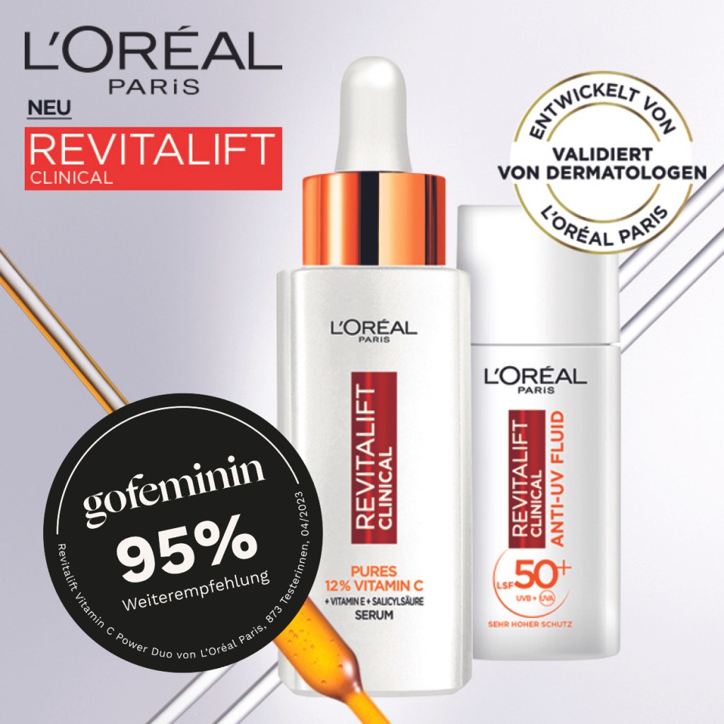gofeminin Testsiegel f&uuml;r L'Or&eacute;al Revitalift Clinical Power Duo.