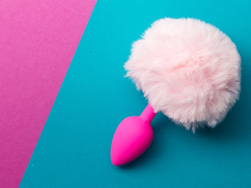Pinker Analplug mit Fellquaste