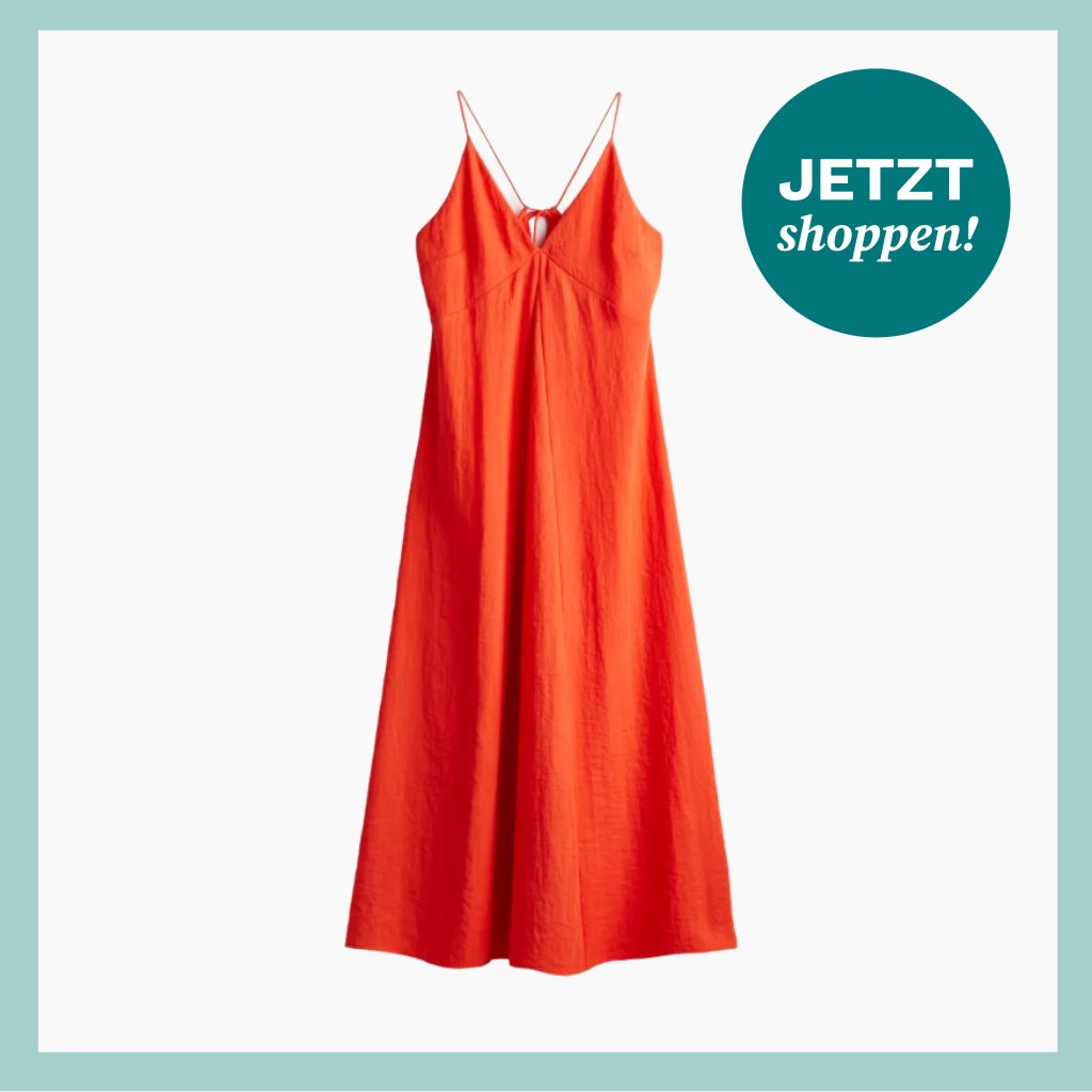 Orangefarbenes Tr&auml;gerkleid mit V-Ausschnitt von H&M