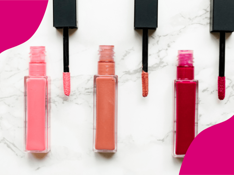 Lip Glosse mit pinken Farbflächen