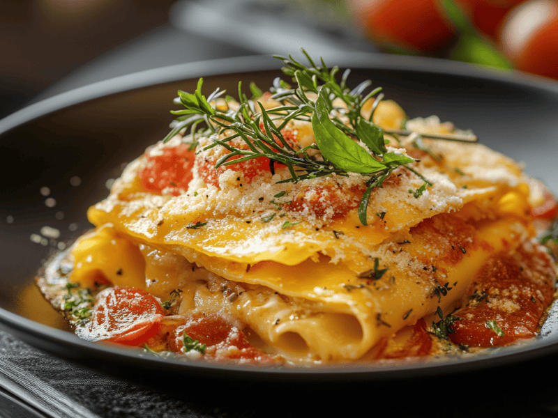 Sommer-Lasagne, die nicht &uuml;berbacken wurde.
