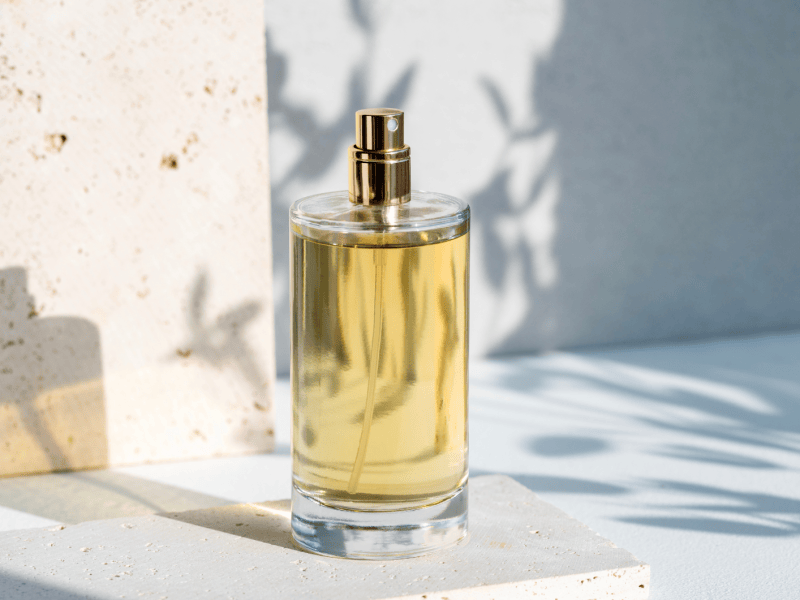 Parfum-Flakon in der Sonne.